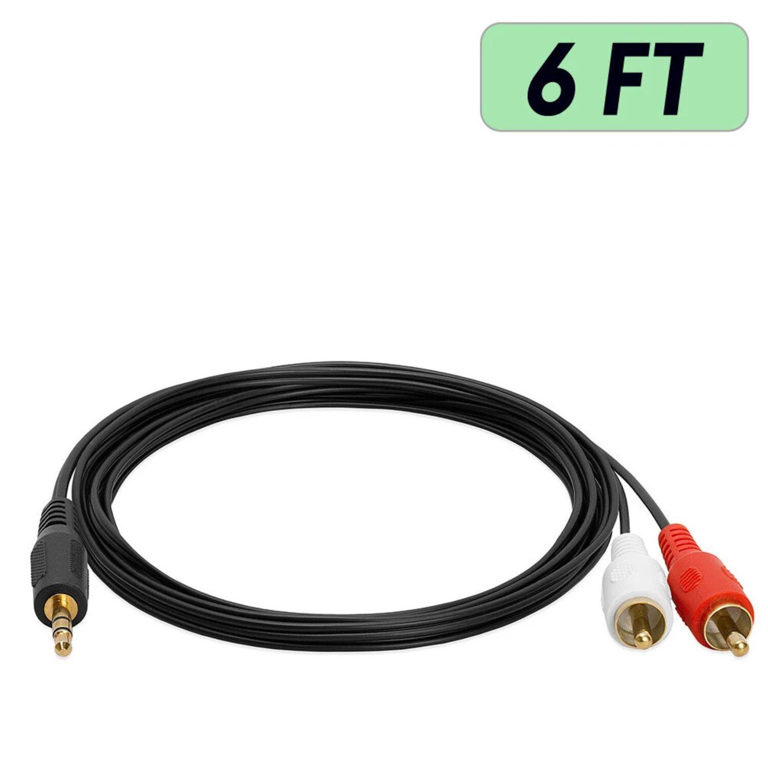 Angle. Home Collection - 3.5mm to RCA Stereo Audio Cable 6ft – 2RCA to AUX Y-Splitter Adapter Cord for Speakers & Amps.