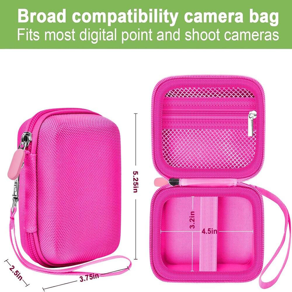 Broad compatibility camera bag  
Fits most digital point and shoot cameras  

5.25in  
3.2in  
4.5in  
2.5in  
3.75in