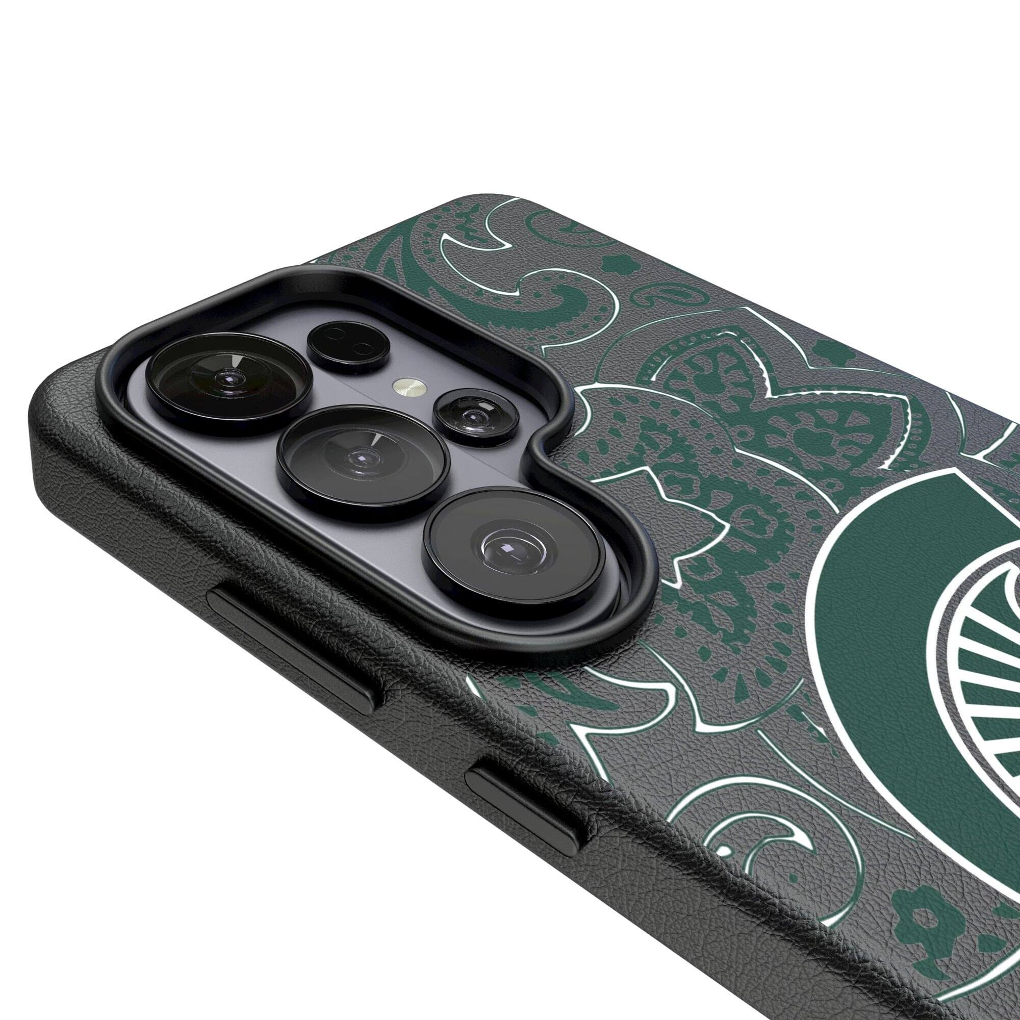 Alt View 2. Keyscaper - Michigan State Spartans Paisley Galaxy Magnetic Bump Case - S25 Ultra - Black.
