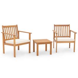 Boyel Living - 3 Pieces Patio Wood Furniture Set with soft Cushions for Porch 31-in L x 24-in W x 24-in H - White