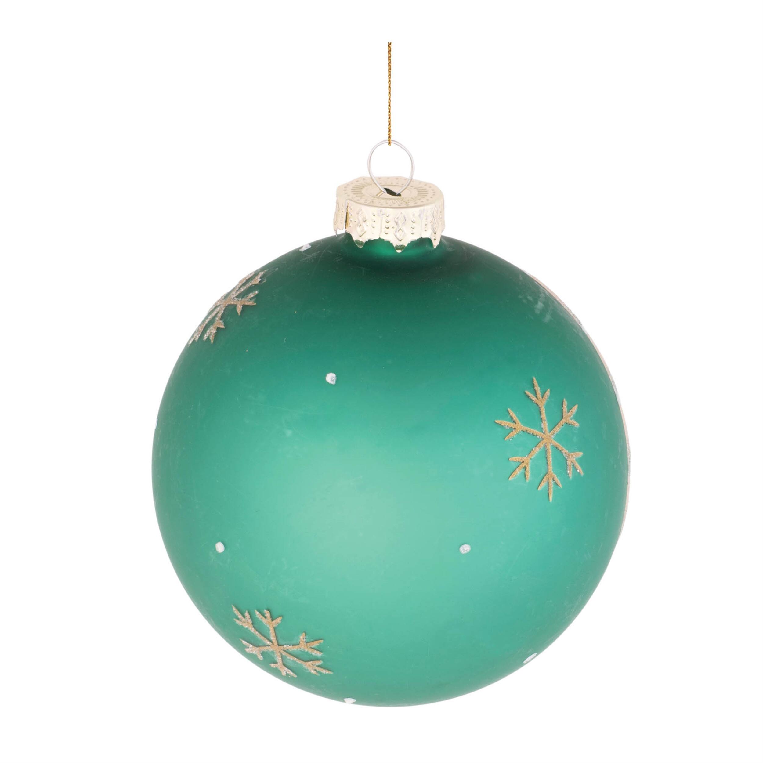 Left. BreeBe - Beaded Pine Tree Ball Ornament (Set of 6) - Green, White.