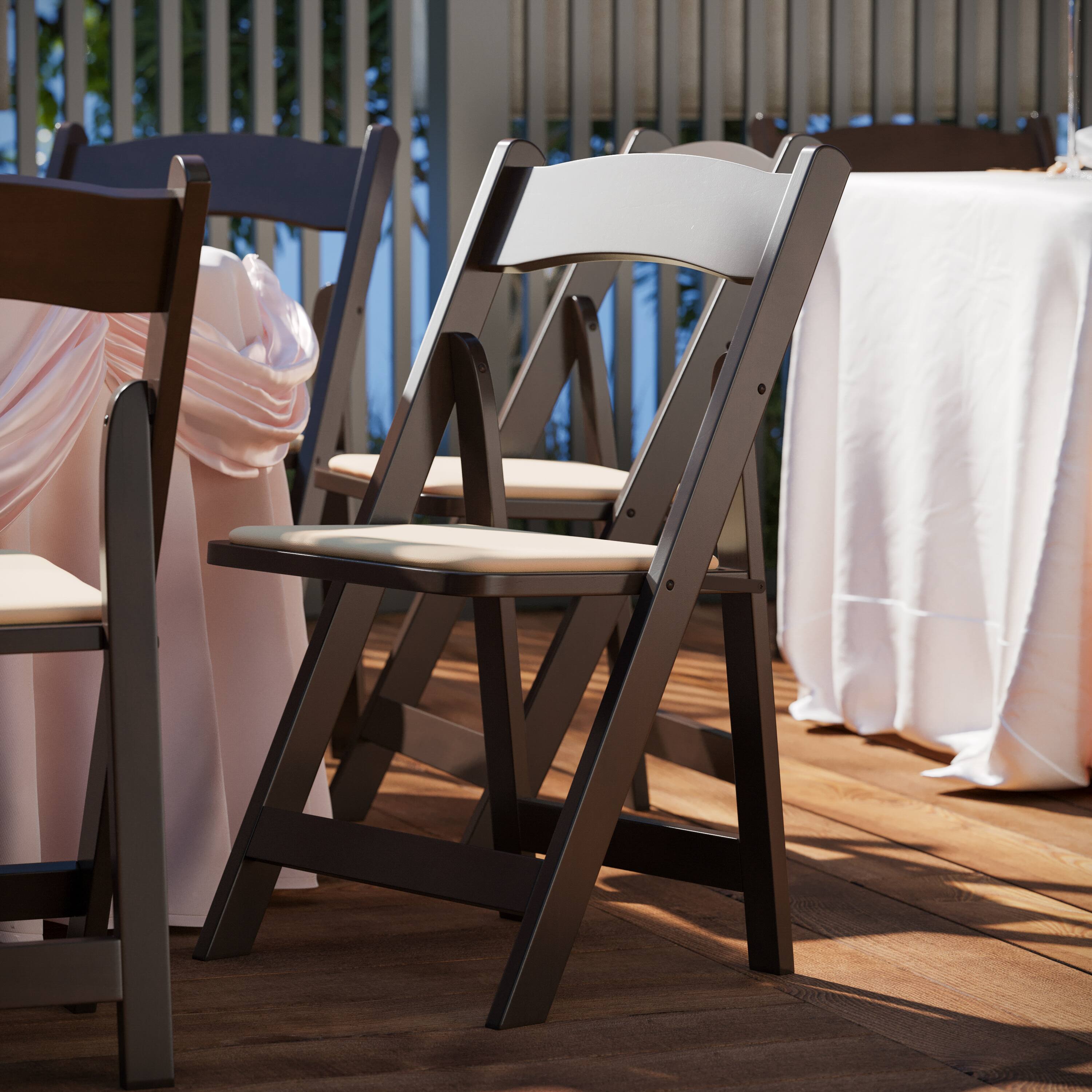 Alt View 1. Emma + Oliver - Wood Folding Chair with Vinyl Padded Seat - Chocolate.
