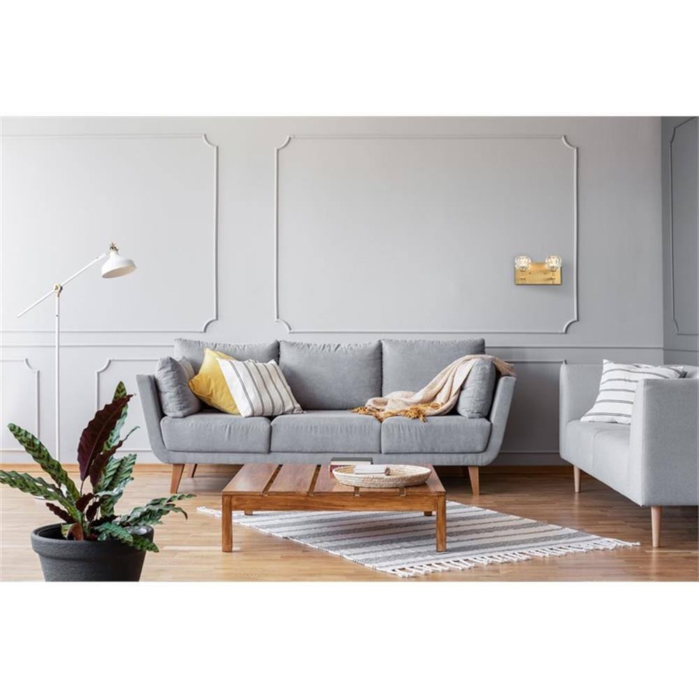 Alt View 5. Elegant Lighting - Graham 2-Light Modern Crystal Wall Sconce - Gold.