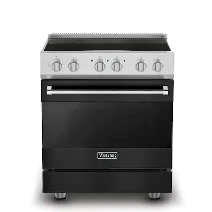 Front. Viking - 3-Series Induction Self-Clean Range - Cast Black.