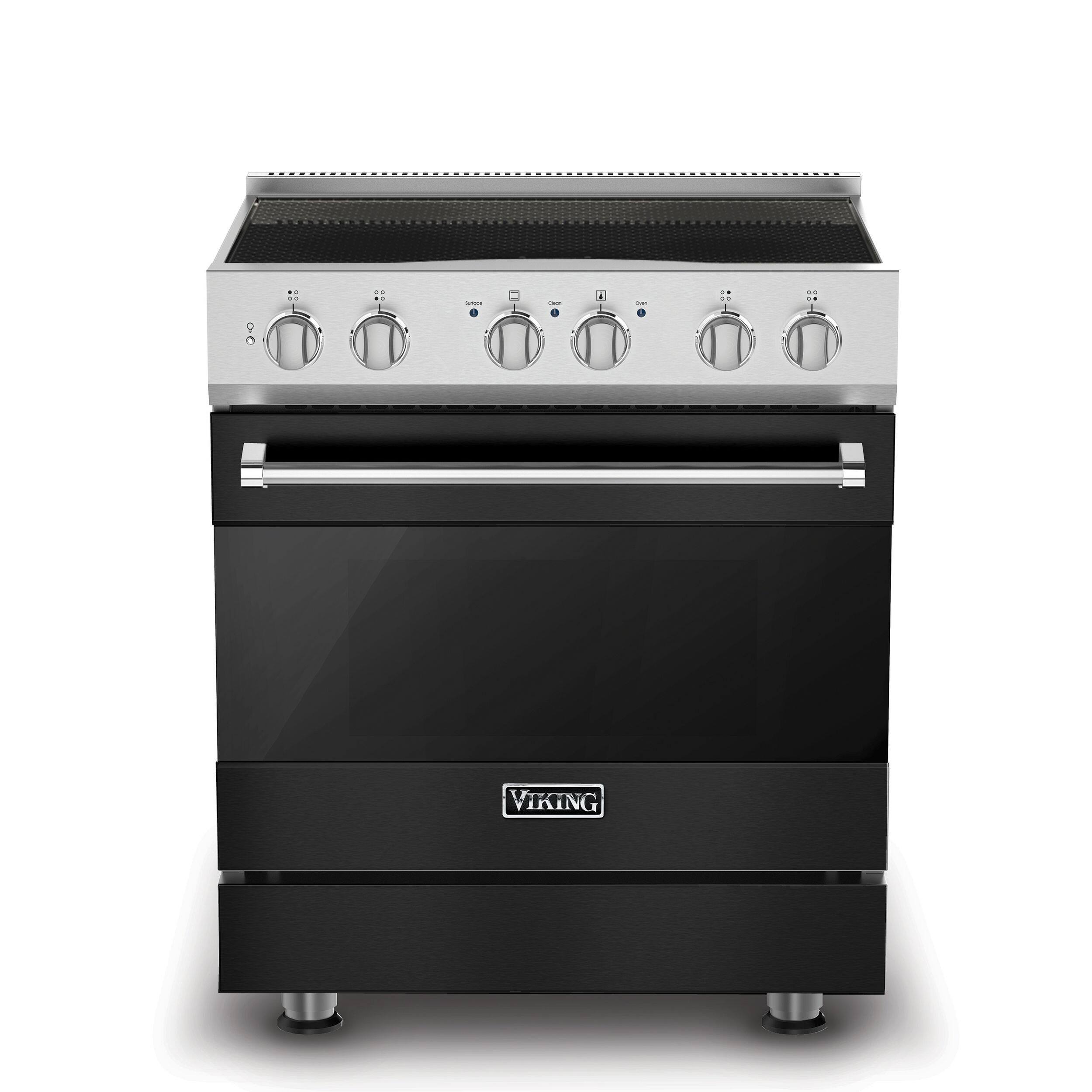 Front. Viking - 3-Series Induction Self-Clean Range - Cast Black.