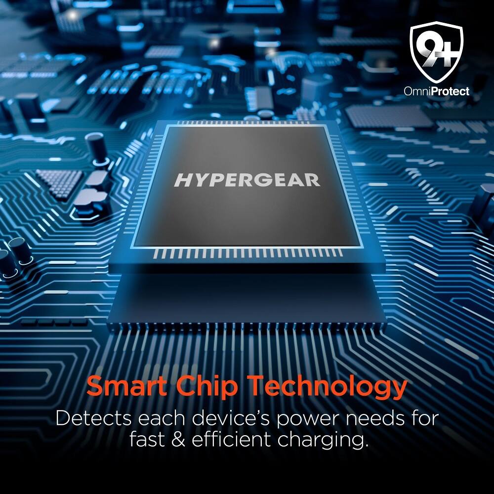 9+ OmniProtect

HYPERGEAR

Smart Chip Technology Detects each device's power needs for fast & efficient charging.