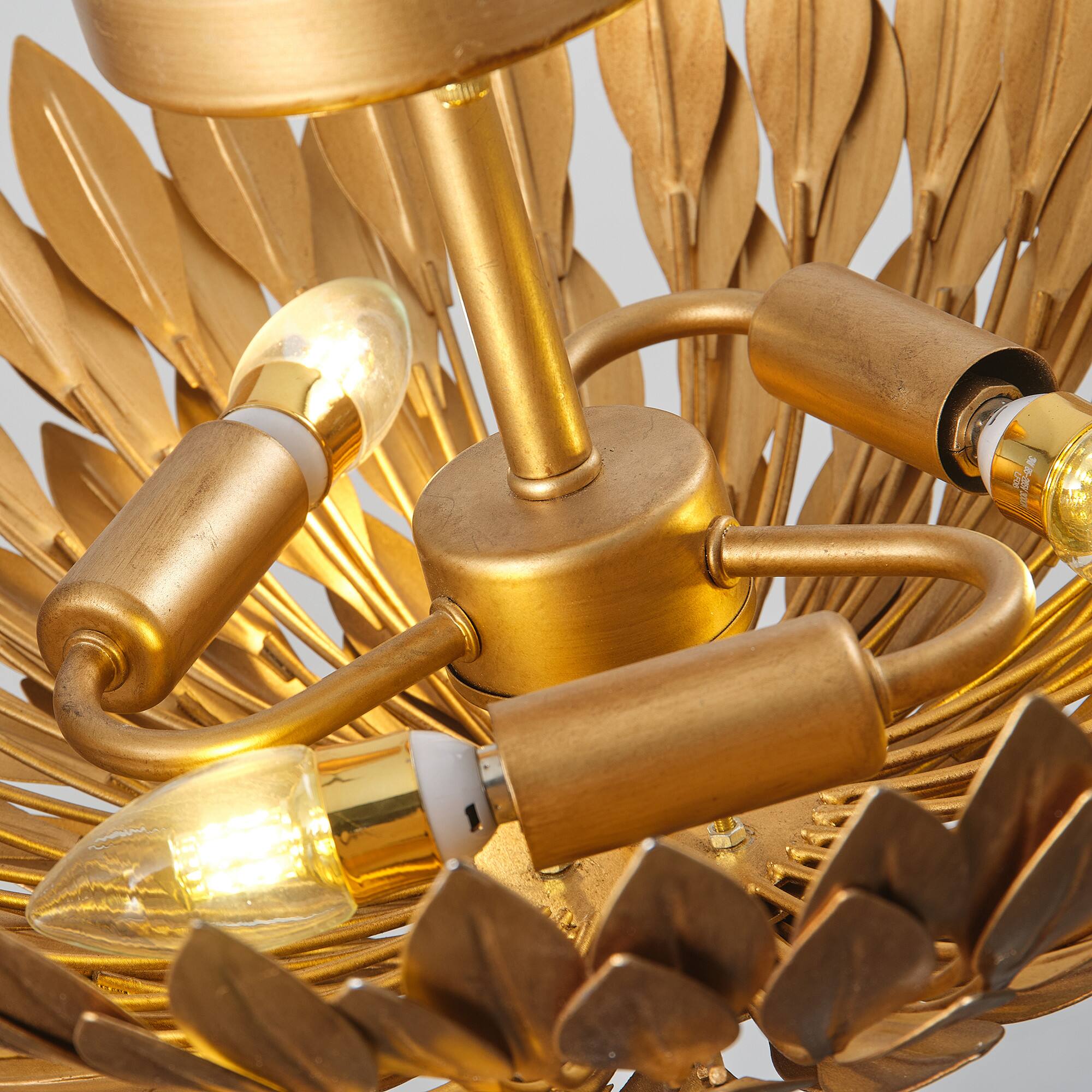 Alt View 5. Parrot Uncle - 16 Inch 3-Light Farmhouse Golden Semi-Flush Mount Ceiling Lighting - Gold.