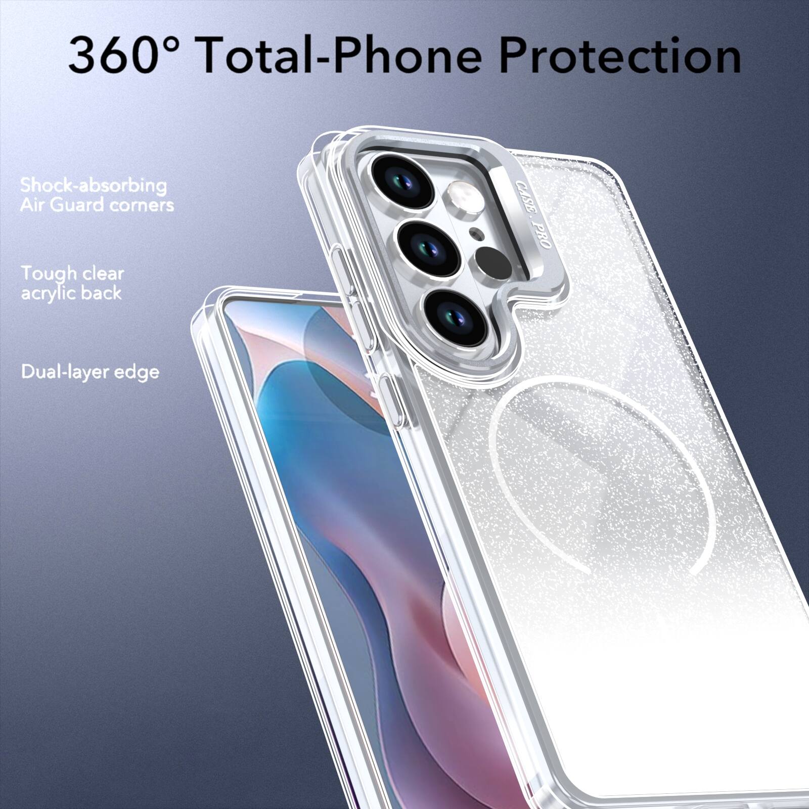 360° Total-Phone Protection

Shock-absorbing Air Guard corners

Tough clear acrylic back

Dual-layer edge