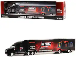 Greenlight - Kenworth T2000 Transporter "OPTIMA Batteries: The Ultimate Power Source" "Hobby Exclusive" Series 1/64 - Black
