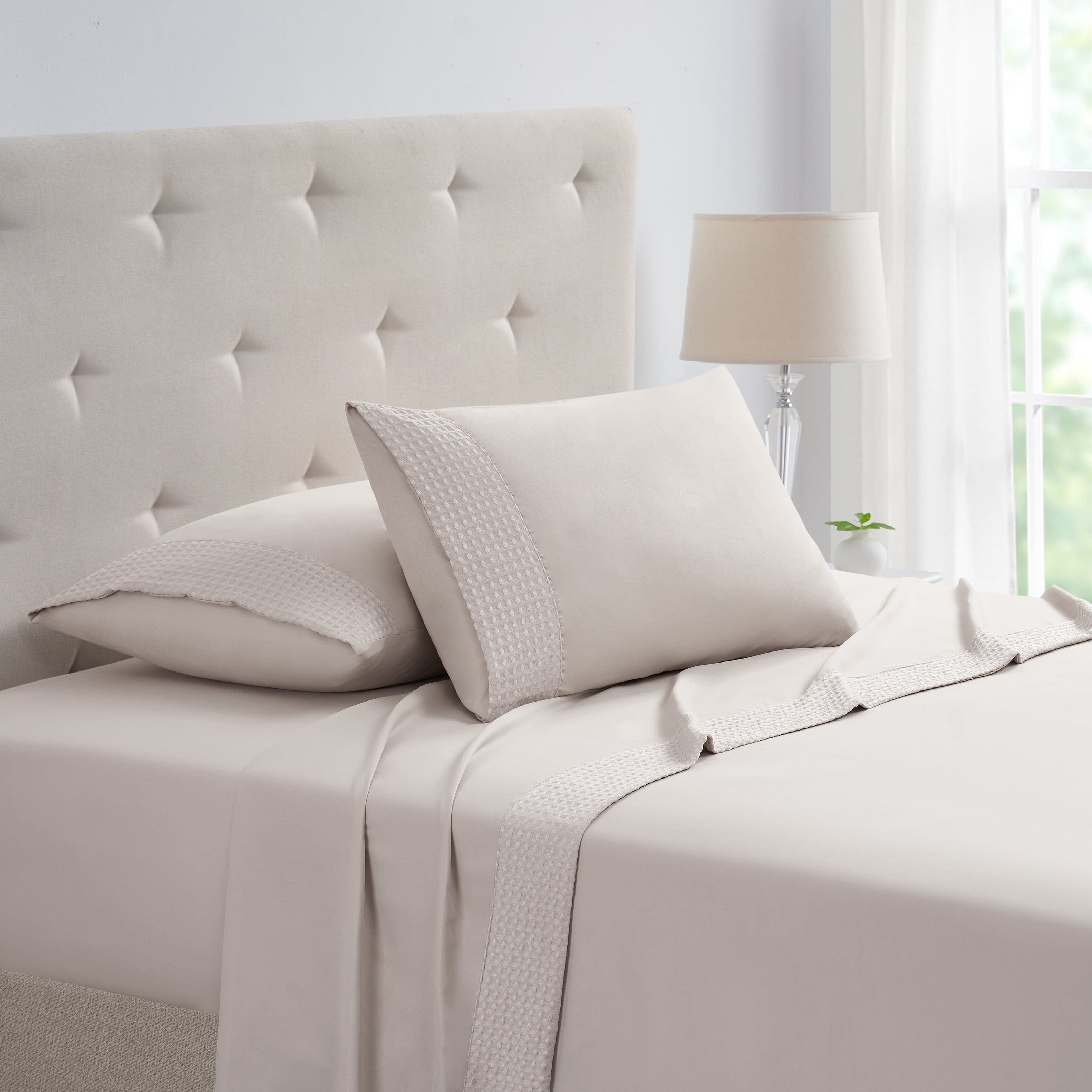 Bamboo Comfort - Bamboo 4 Piece 1800 Thread Count Waffle Hem Sheet Set - Ivory