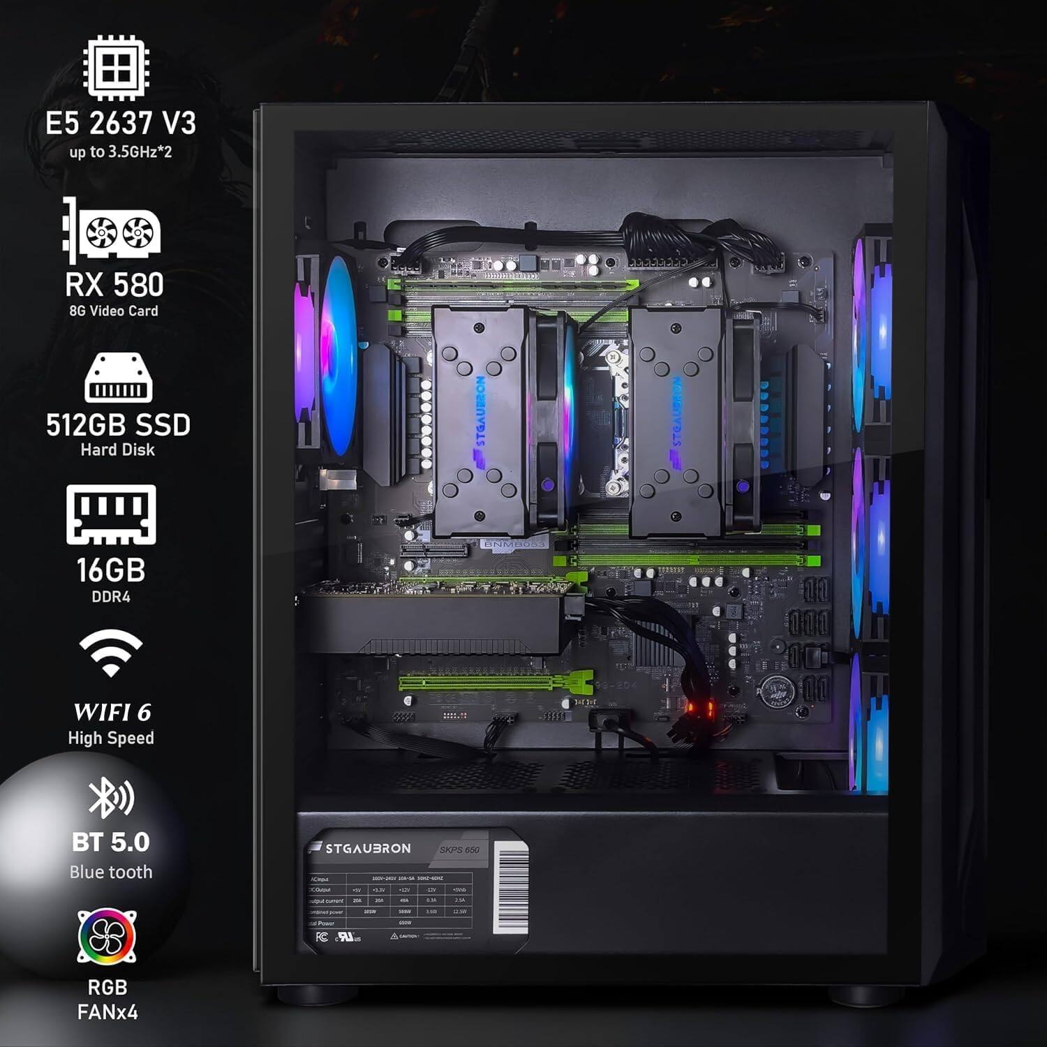 STGAubron Dual CPU Gaming PC, Dual Intel i7 Xeon E5 up to 3.7GHz