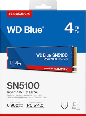 WD Blue SN5100 4TB Internal SSD PCIe Gen 4 x4 NVMe for laptops and WD Blue SN5100 4TB Internal SSD PCIe Gen 4 x4 NVMe for laptops and