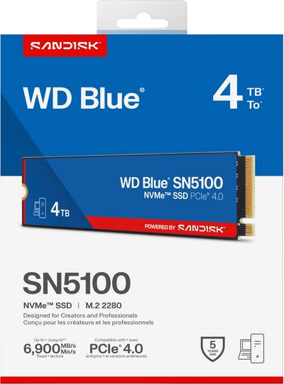 WD Blue SN5100 4TB Internal SSD PCIe Gen 4 x4 NVMe for laptops and WD Blue SN5100 4TB Internal SSD PCIe Gen 4 x4 NVMe for laptops and