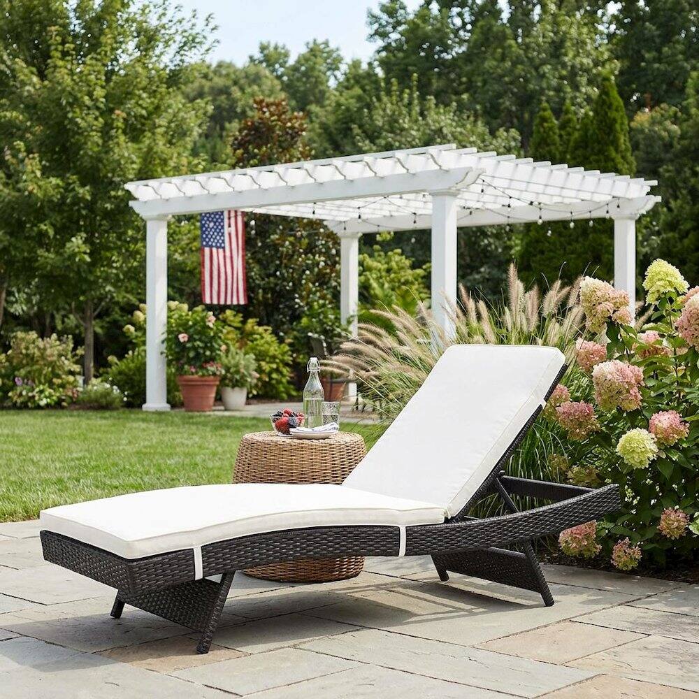 Left. Outdoor Escape - Outdoor Patio Chaise With Cushioned Seat For Comfortable Lounge - Gray.