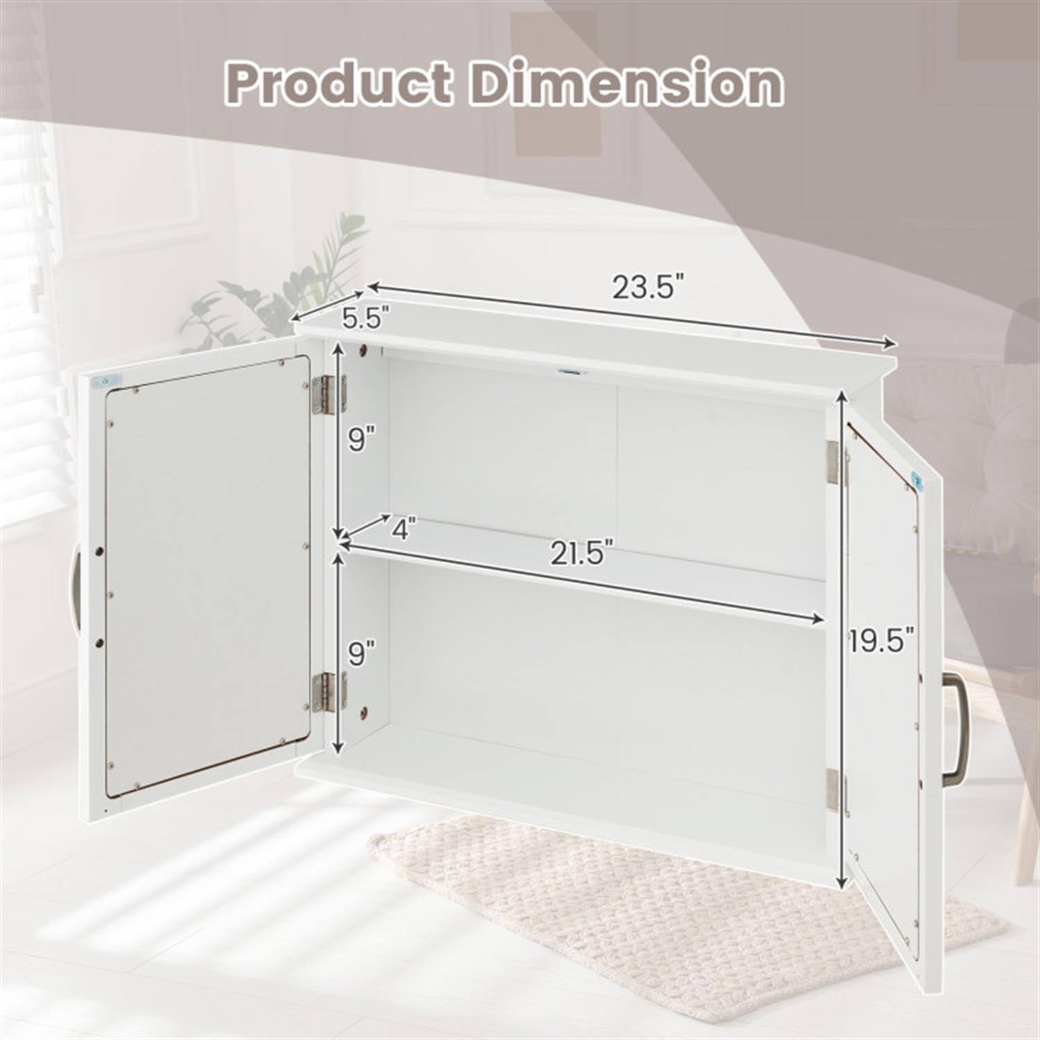 Product Dimension: 5.5" x 23.5" x 9" x 4" x 21.5" x 9" x 19.5"