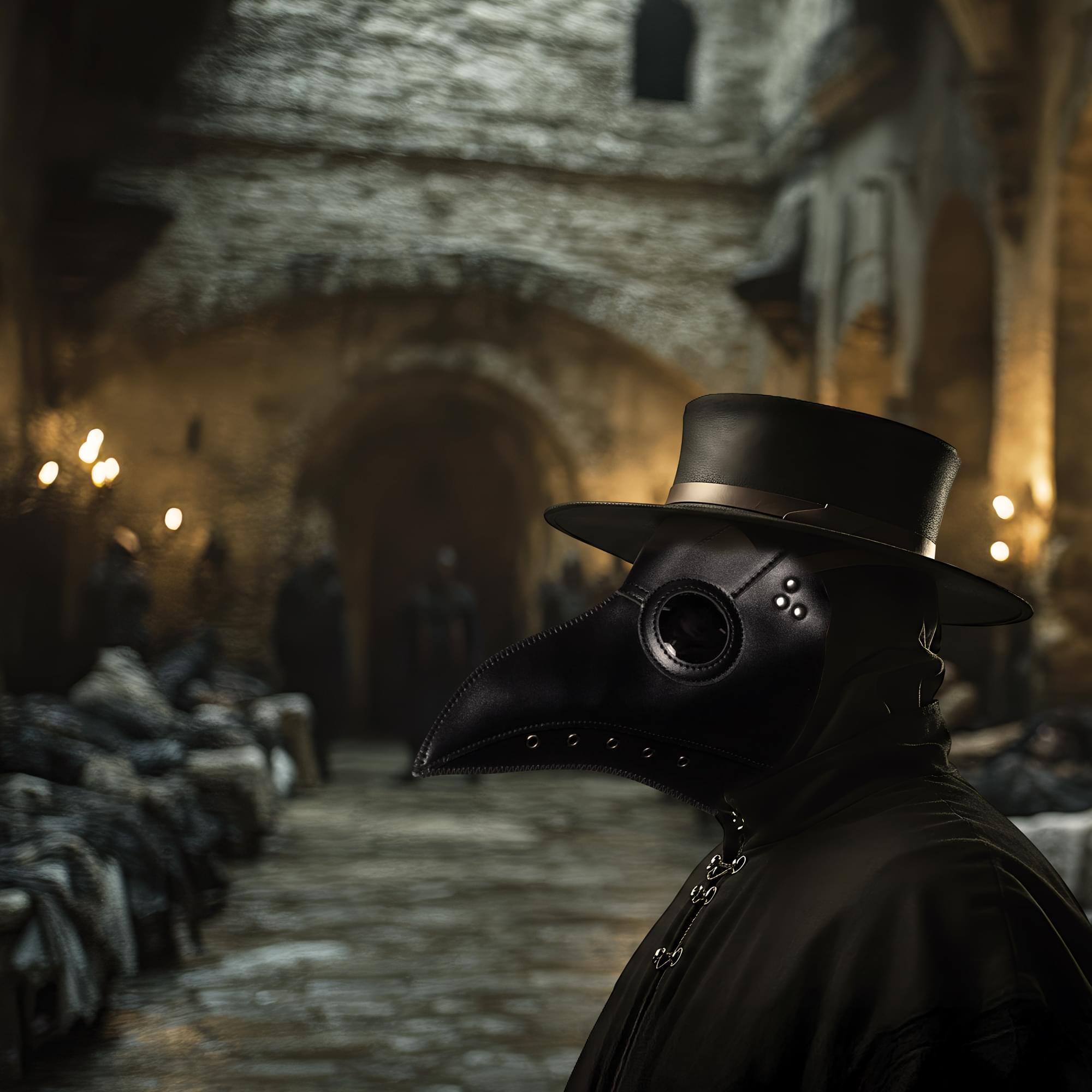 Alt View 10. Underwraps - Plague Doctor Faux Leather Adult Costume Mask - Black.