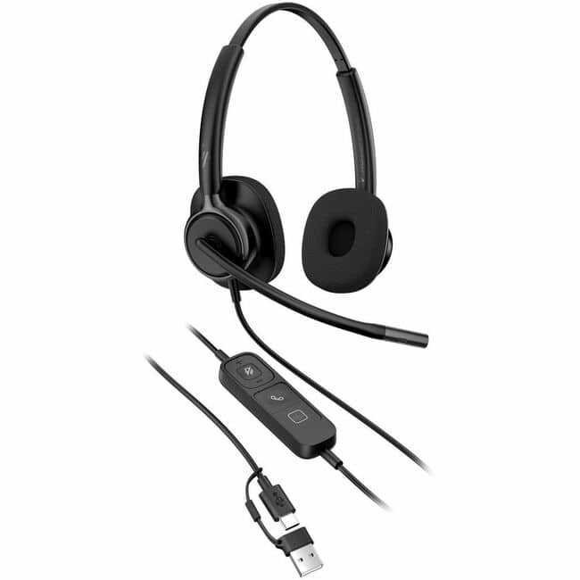 Poly - Mission 425 Stereo USB Wired Headset Classic (Bulk) (C01B3A6) - Microsoft Teams Certification - Stereo - USB, USB - Black