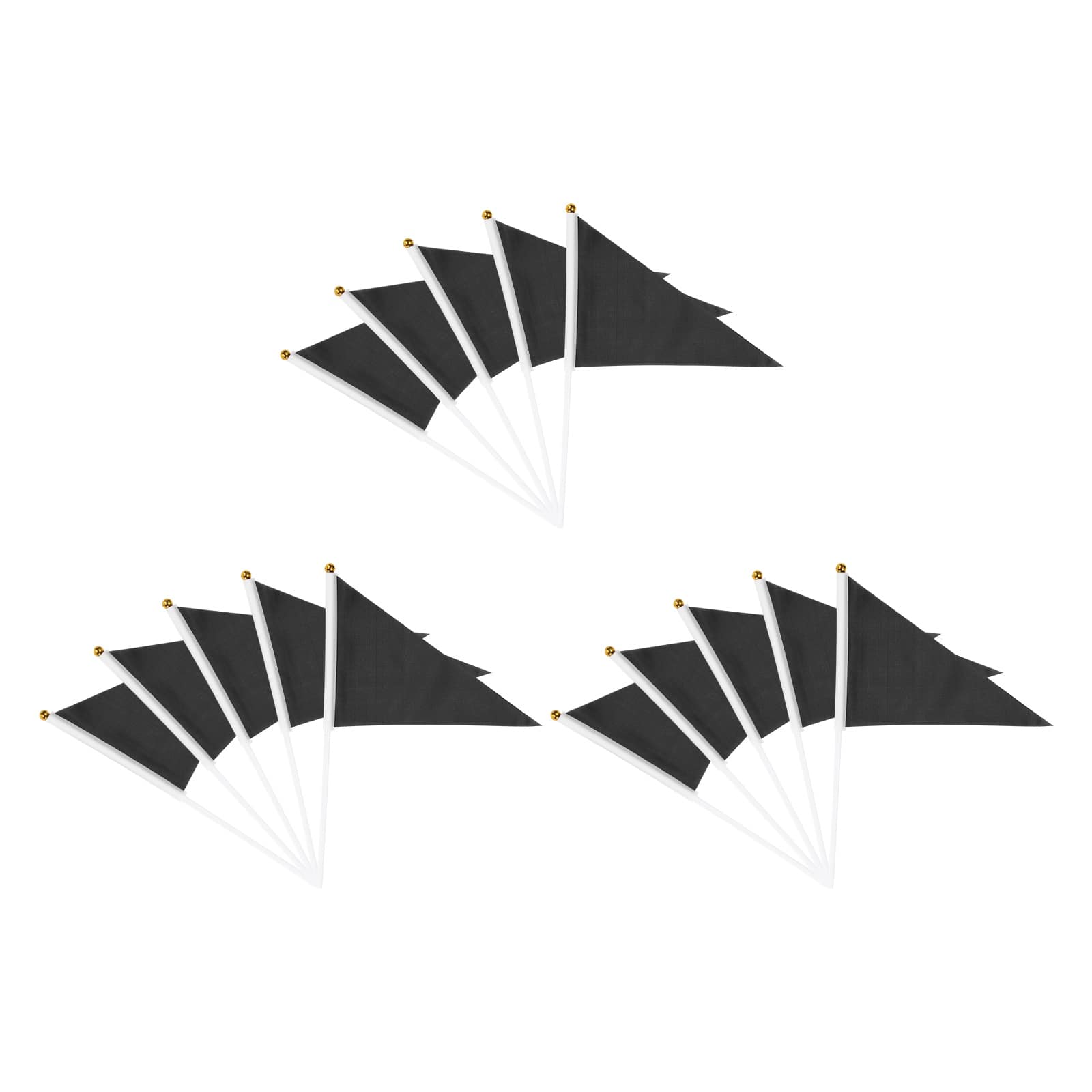 Unique Bargains - Handheld Triangle Flag, 15pcs Blank Small Pennant Flags on Sticks for DIY/Cheer/Party Events - Black