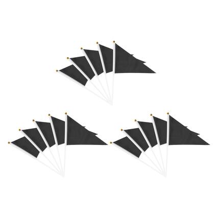 Front. Unique Bargains - Handheld Triangle Flag, 15pcs Blank Small Pennant Flags on Sticks for DIY/Cheer/Party Events - Black.