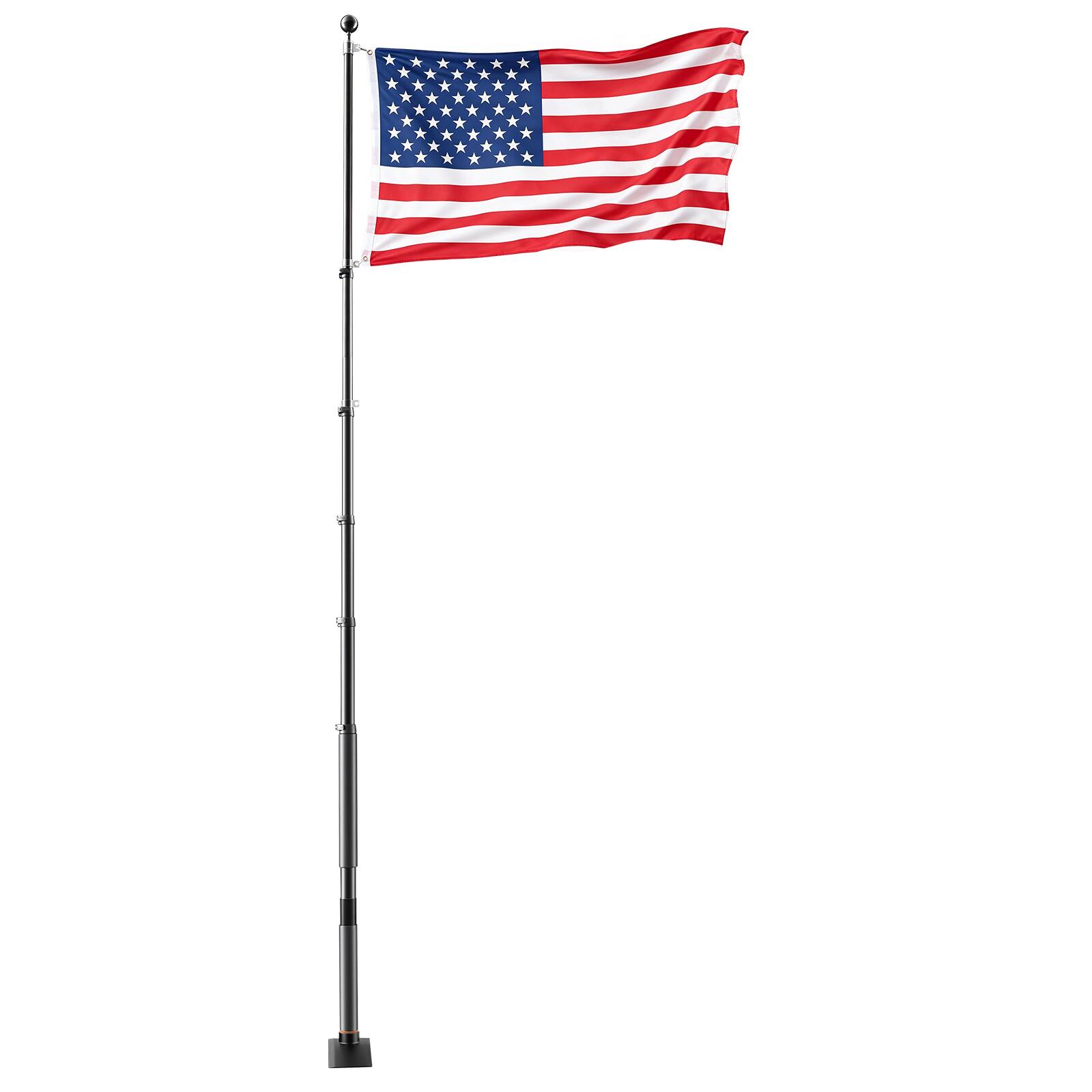 Alt View 5. VEVOR - Flag Pole, 20ft Heavy Duty Telescopic Flagpole Kit with Mounting Base for Vehicles, Extra Thick Outdoor Aluminum - Black.