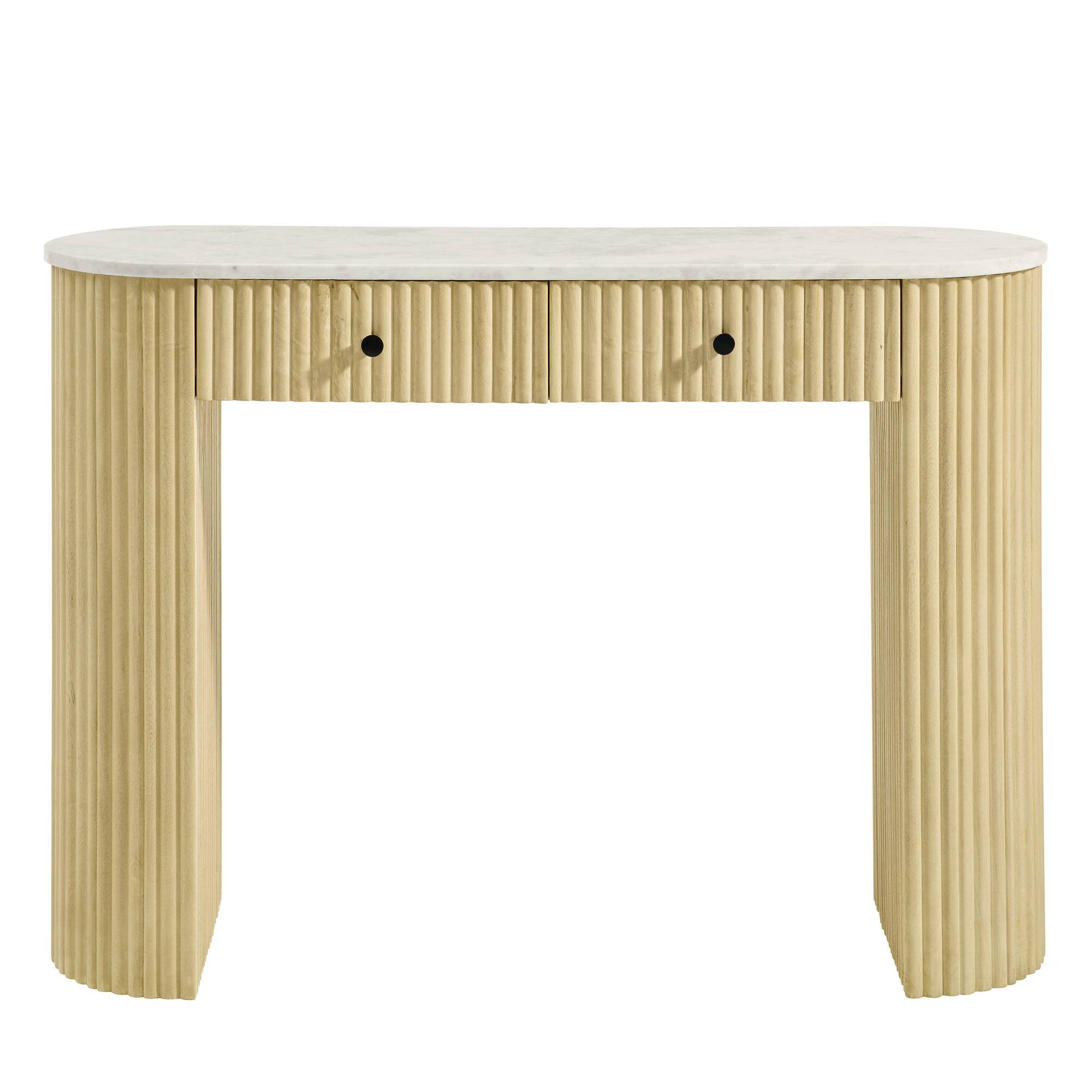 Alt View 4. Modway - Caldera 42" Curved Solid Wood and Marble Console Table by Modway - Natural.