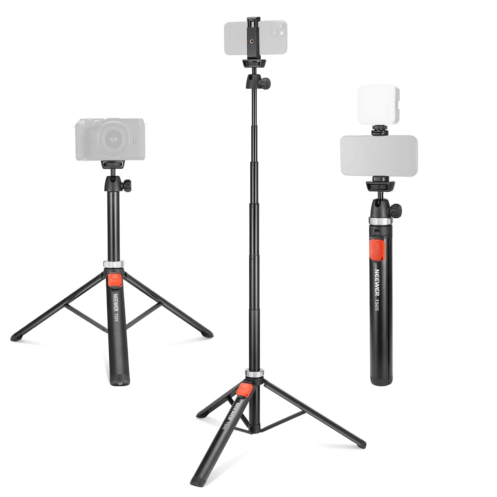 Neewer - 63" All-Metal Tripod with Remote - Phone & Camera Stand for Travel Vlogging & Video Recording - Black