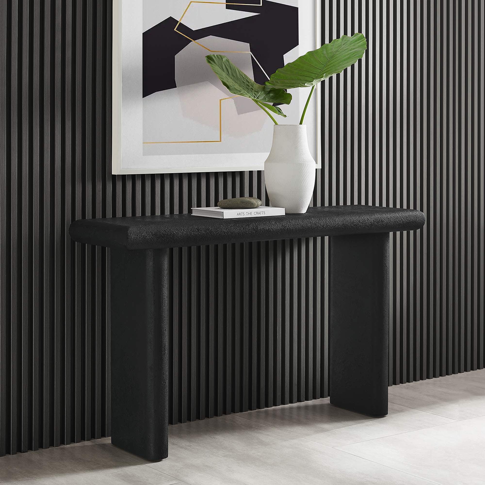 Relic Concrete Textured Console Table by Modway - Black