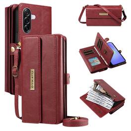 Dteck - Wallet Case for Samsung Galaxy A36 5G, Shockproof PU Leather Flip RFID Blocking Card Slots with Shoulder Strap - Red