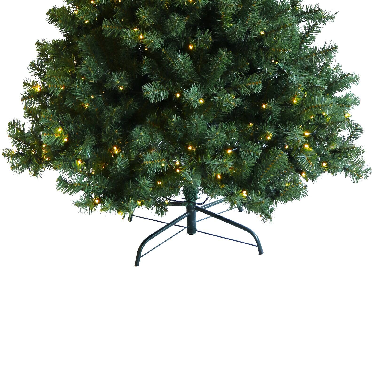 Alt View 2. BreeBe - Pre-lit Christmas Tree 6ft Artificial Hinged Xmas Tree with  Foldable Stand - Green.
