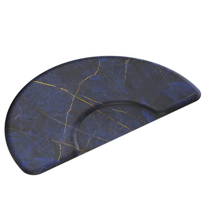 Alt View 4. Winado - 3' x 5' x 5/8"  Anti Fatigue Semicircular Salon Chair Mat with Round Cutout & Beveled Edge for Barbershop Beauty and Spa - Blue Marble.