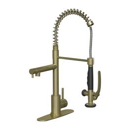 Ropilly - Commercial Kitchen Faucet with Pull Down Sprayer, Spring Single Handle Kitchen Sink Faucet - Brushed Gold