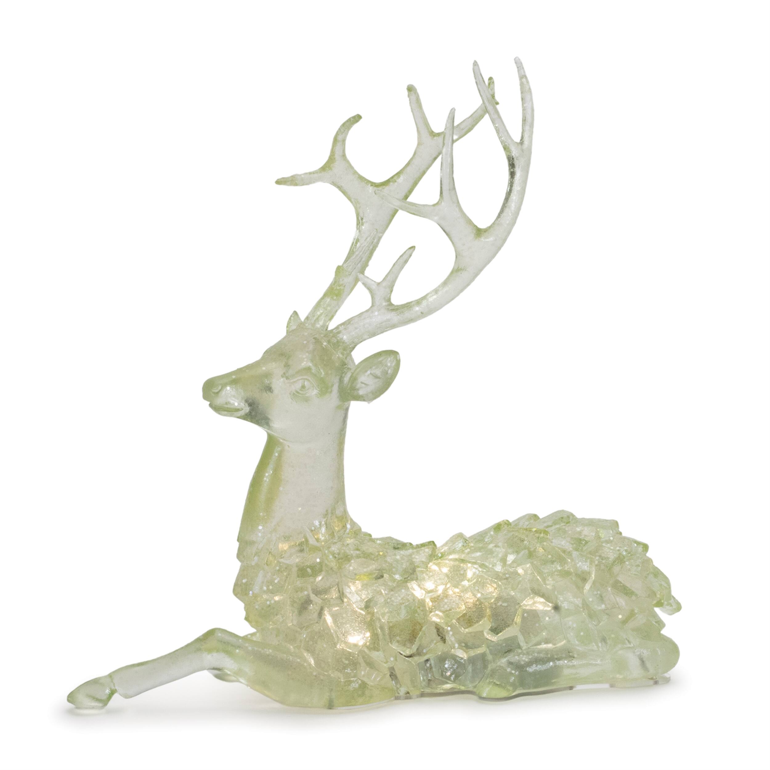 Alt View 1. BreeBe - LED Lighted Sage Green Deer (Set of 2) - Green.