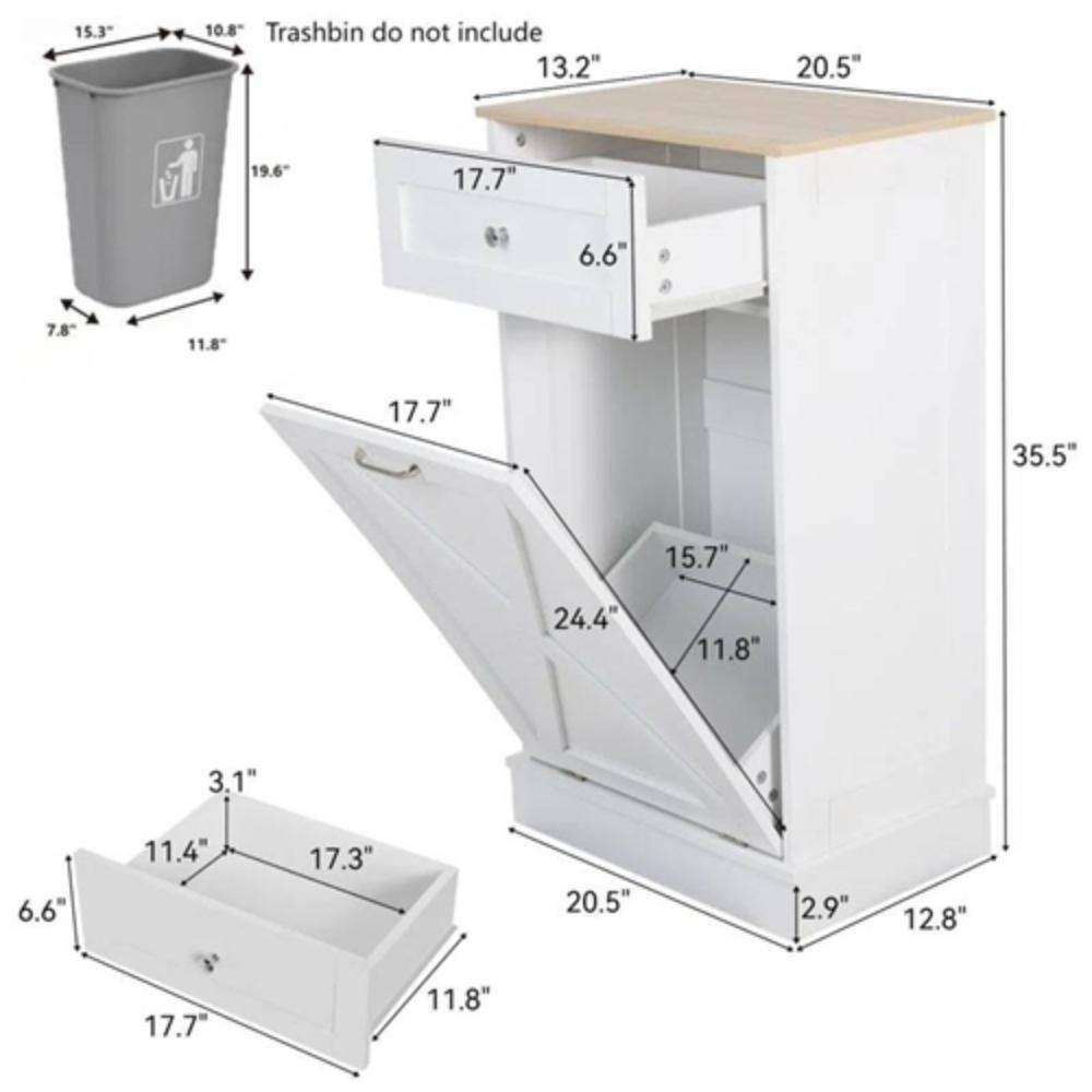 Here is the corrected and grouped text from the image:

- Trashbin do not include
- 15.3"
- 10.8"
- 19.6"
- 7.8"
- 11.8"
- 13.2"
- 20.5"
- 17.7"
- 6.6"
- 17.7"
- 35.5"
- 15.7"
- 24.4"
- 11.8"
- 3.1"
- 6.6"
- 11.4"
- 17.3"
- 20.5"
- 2.9"
- 12.8"
- 17.7"
- 11.8"