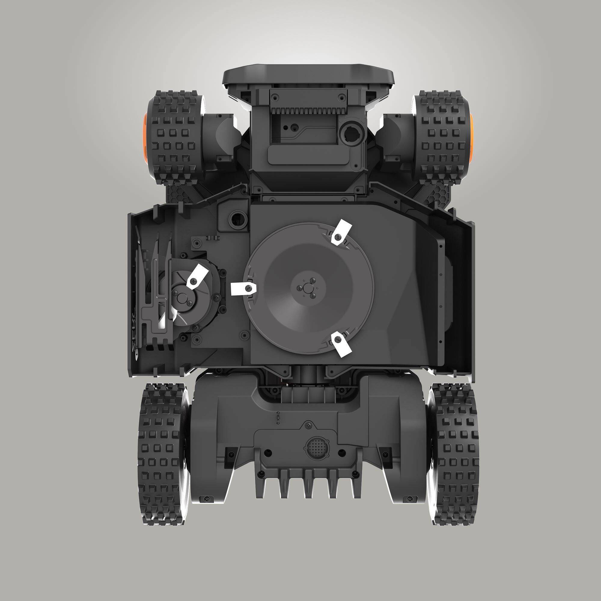 Left. WORX - Landroid Vision 4WD 1 Acre Robotic Lawn Mower, AI Obstacle Avoidance, Cloud Navigation, Auto Mapping App Control WR344 - Black.