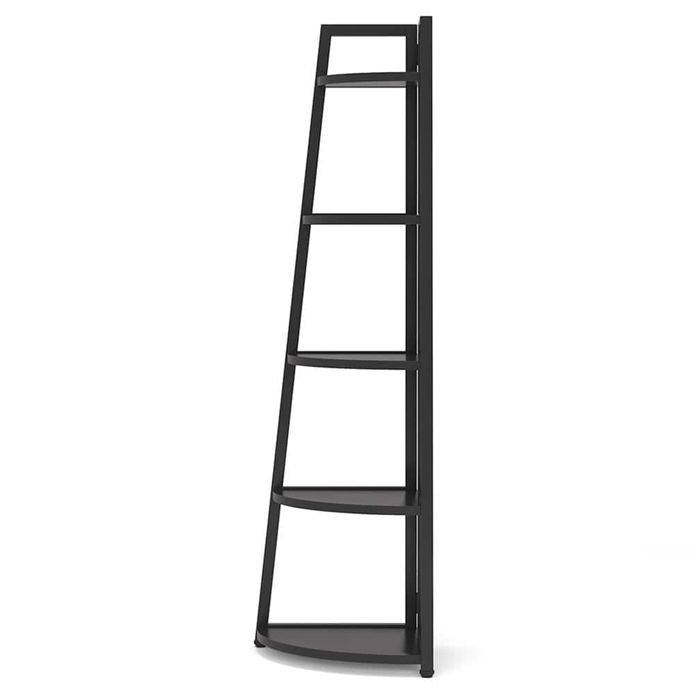 Kadyn - Bookshelf, Storage Shelf, Bookcase,5-Tier Corner Shelf, 70" Tall Corner Ladder Shelf Small Bookshelf - Black