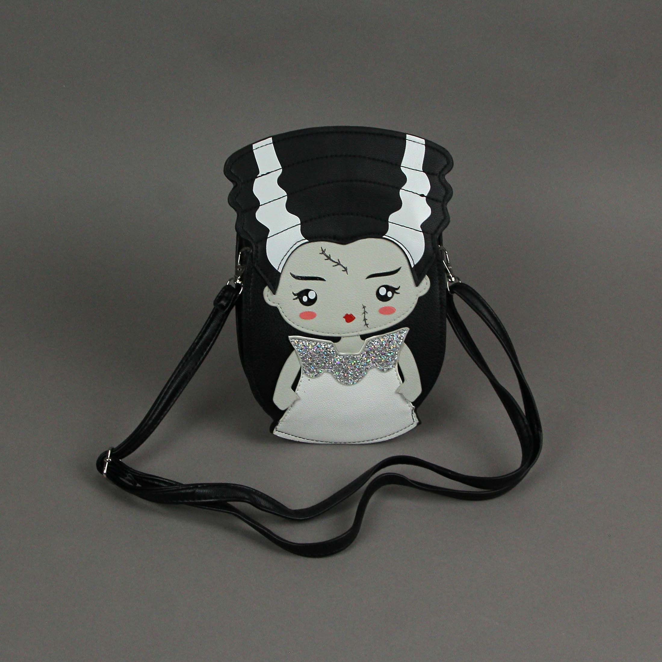 Alt View 2. Things2Die4 - Adorable Sleepyville Critters Bride of Frankenstein Crossbody Purse - Black.