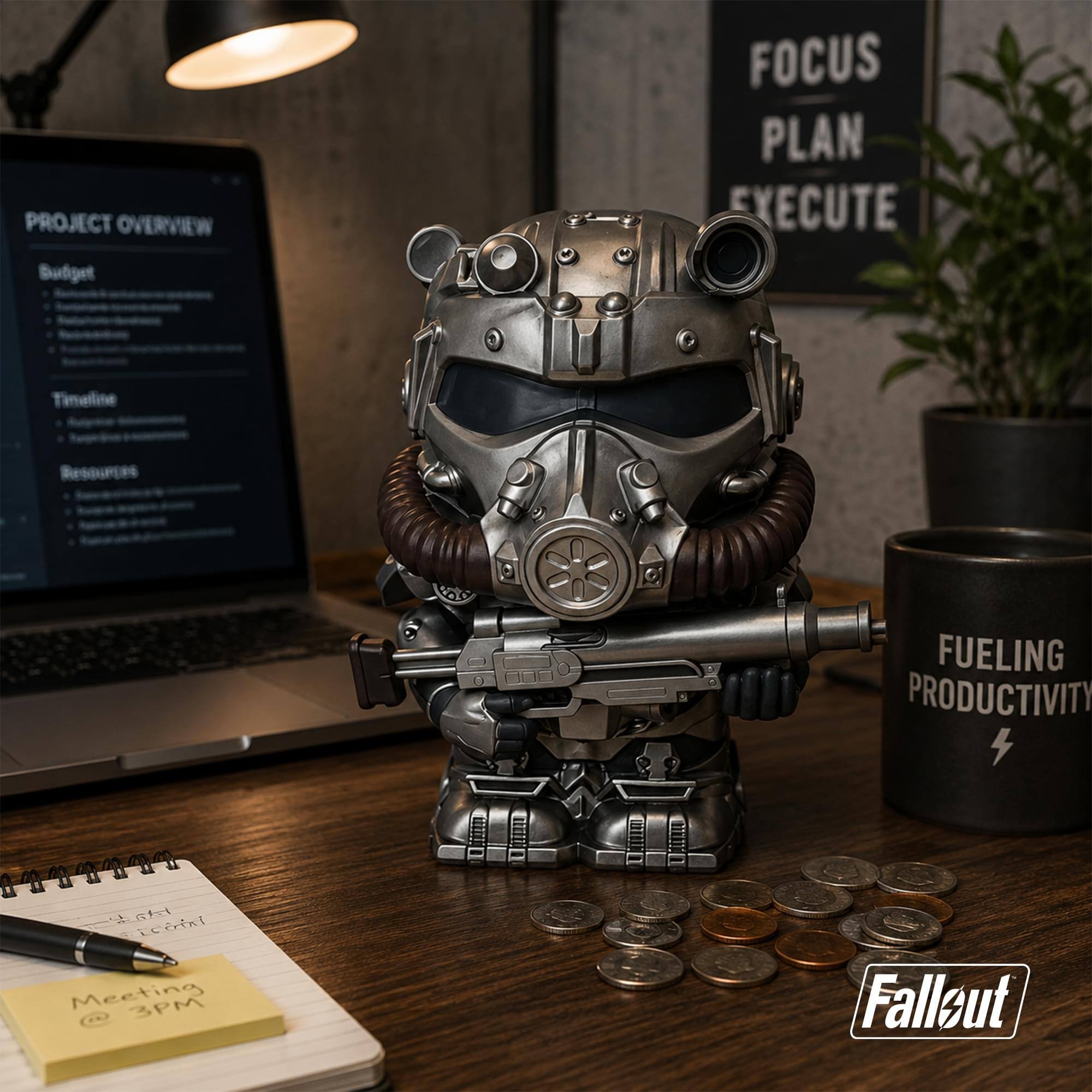 PROJECT OVERVIEW  
Budget  
Timeline  
Resources  

FOCUS PLAN EXECUTE  

FUELING PRODUCTIVITY  

Meeting @ 3PM  

Fallout