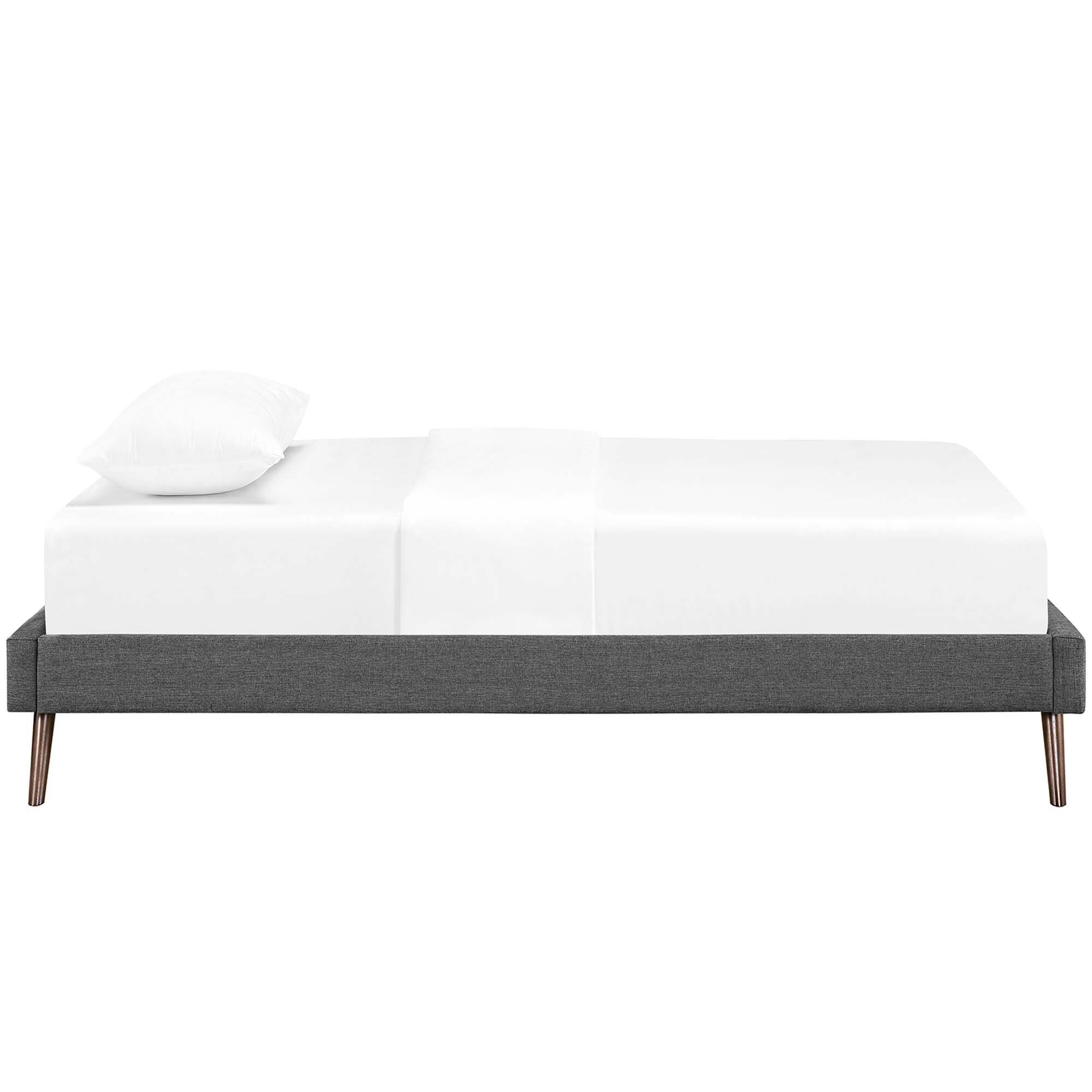 Left. Modway - Loryn Fabric Queen Bed Frame with Round Splayed Legs - Blue.