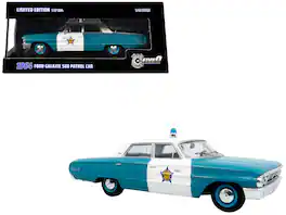 Iconic Replicas - 1964 Ford Galaxie 500 Police Car Chicago Police Department Blue White Five0 Series 1/43 Limited Edition 504 pcs - Blue and White