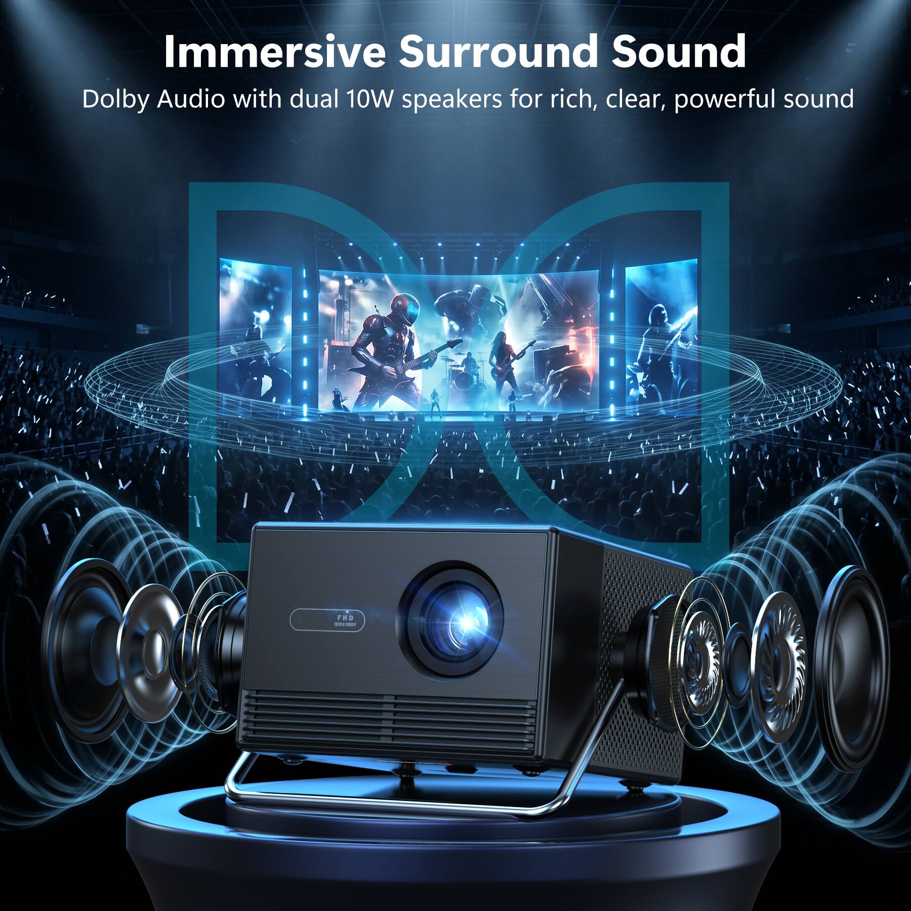 Immersive Surround Sound Dolby Audio with dual 10W speakers for rich, clear, powerful sound
