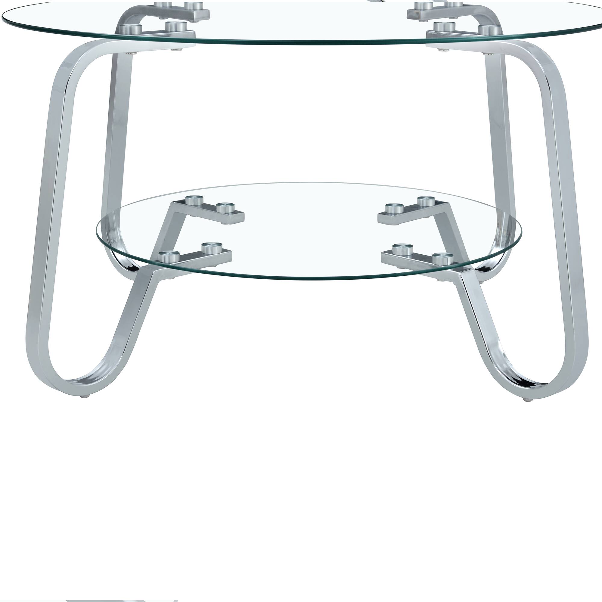 Alt View 9. Loheer - Loheer- 2.6x2.6 ft Square Tempered Glass Coffee Table 2-Tier Metal Frame Center Table for Modern Living Room - Silver.