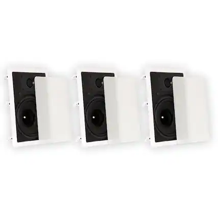 Front. Theater Solutions by Goldwood - TS80W in Wall 8" Speakers Surround Sound Home Theater 3 Piece Speaker Set - Paintable White.