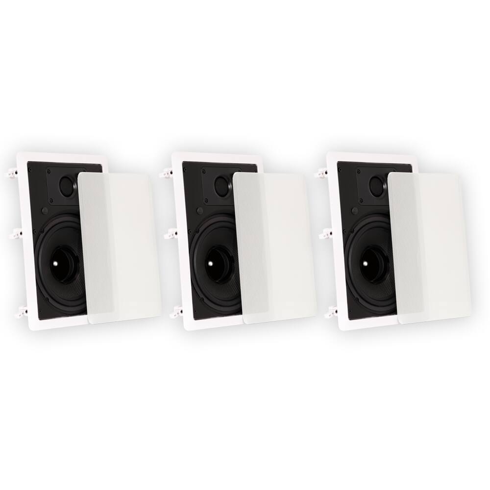 Front. Theater Solutions by Goldwood - TS80W in Wall 8" Speakers Surround Sound Home Theater 3 Piece Speaker Set - Paintable White.