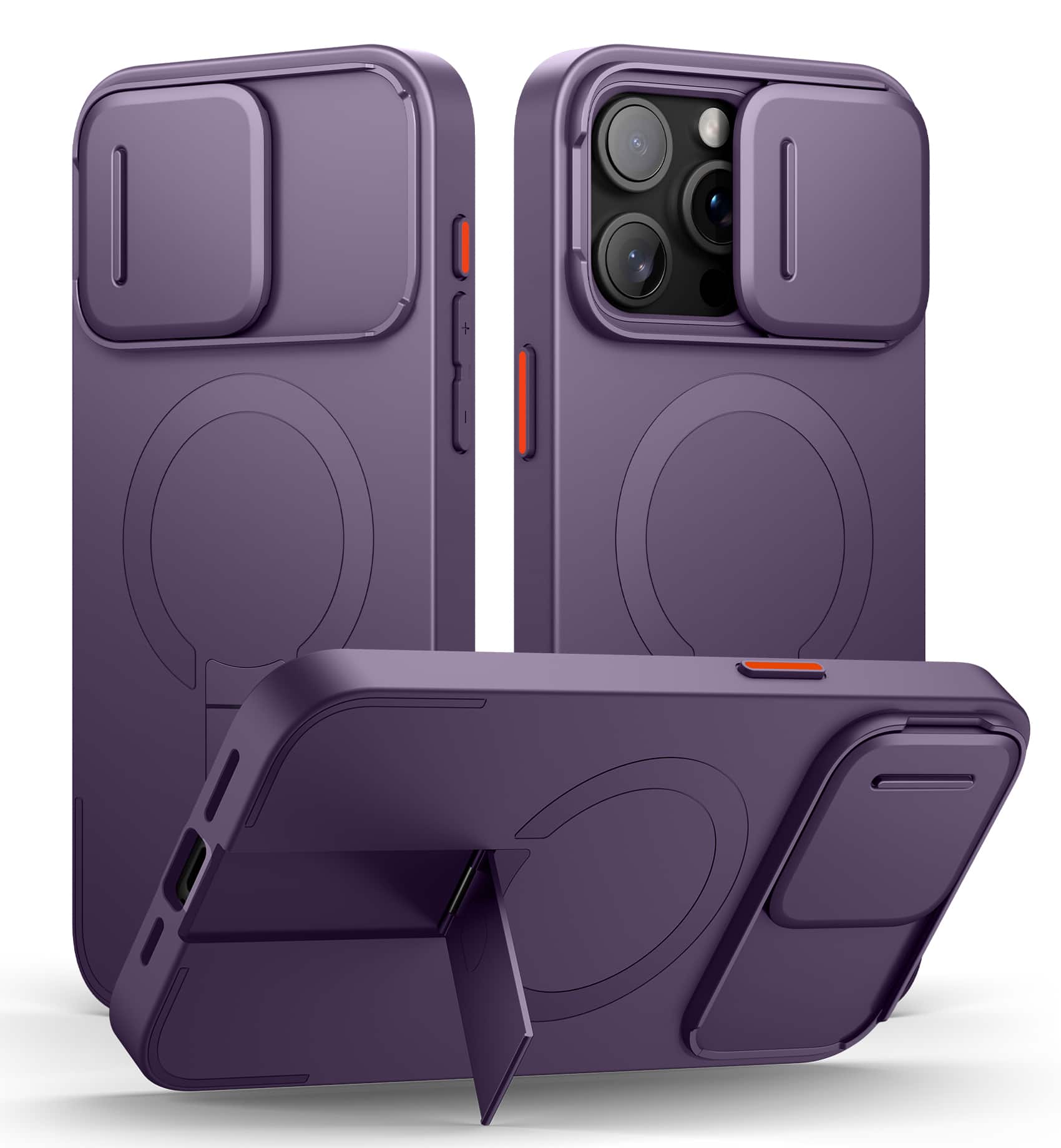 SURITCH - Bumper Case for iPhone 15 Pro Max with Camera Cover, Kickstand,Compatible with MagSafe, Shockproof Slim Protective Cover - Dark Purple price history on PriceWatchPro