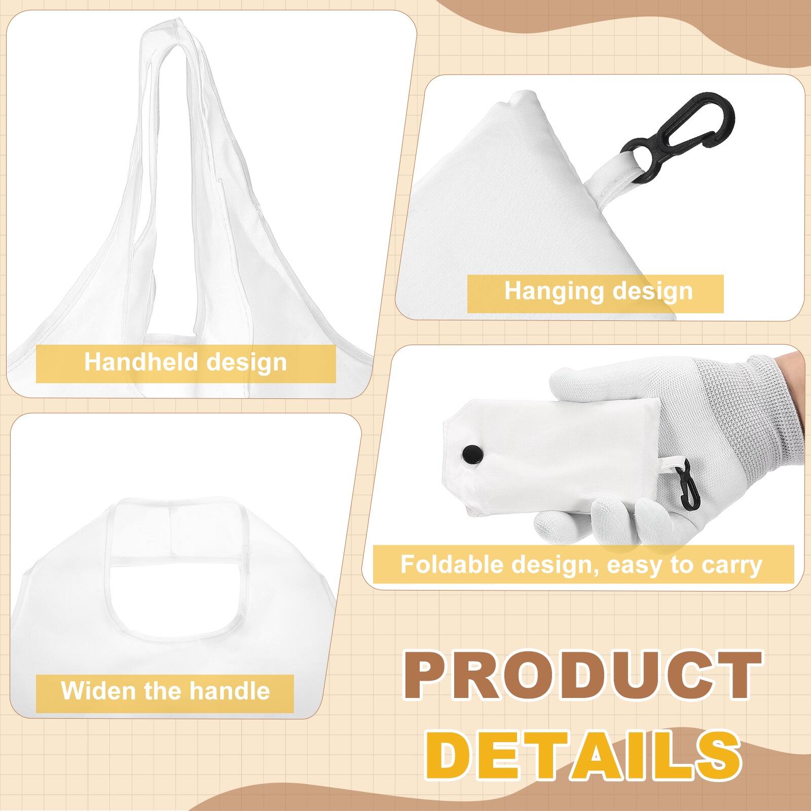 - Hanging design
- Handheld design
- Foldable design, easy to carry
- Widen the handle

PRODUCT DETAILS