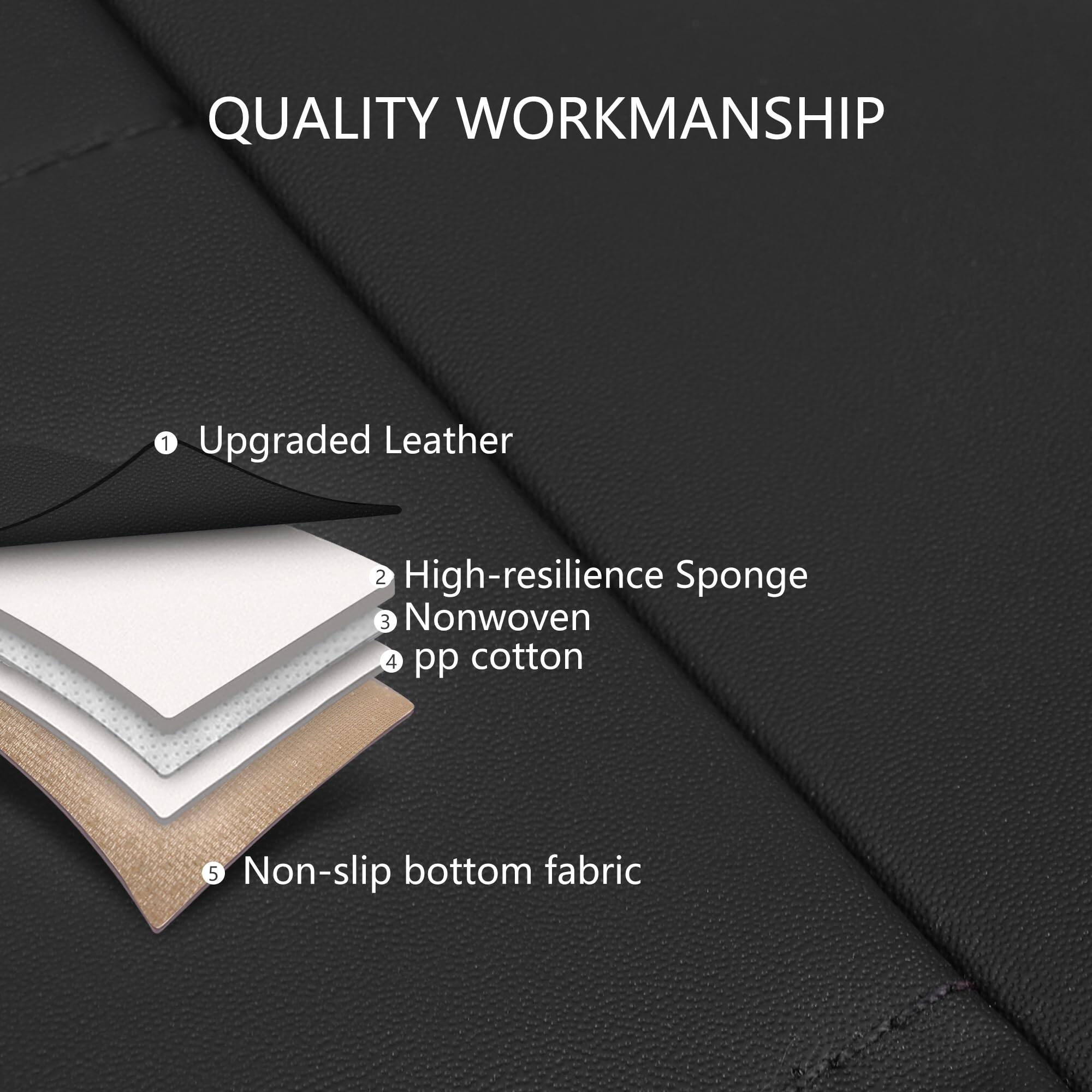 QUALITY WORKMANSHIP

1. Upgraded Leather
2. High-resilience Sponge
3. Nonwoven
4. pp cotton
5. Non-slip bottom fabric