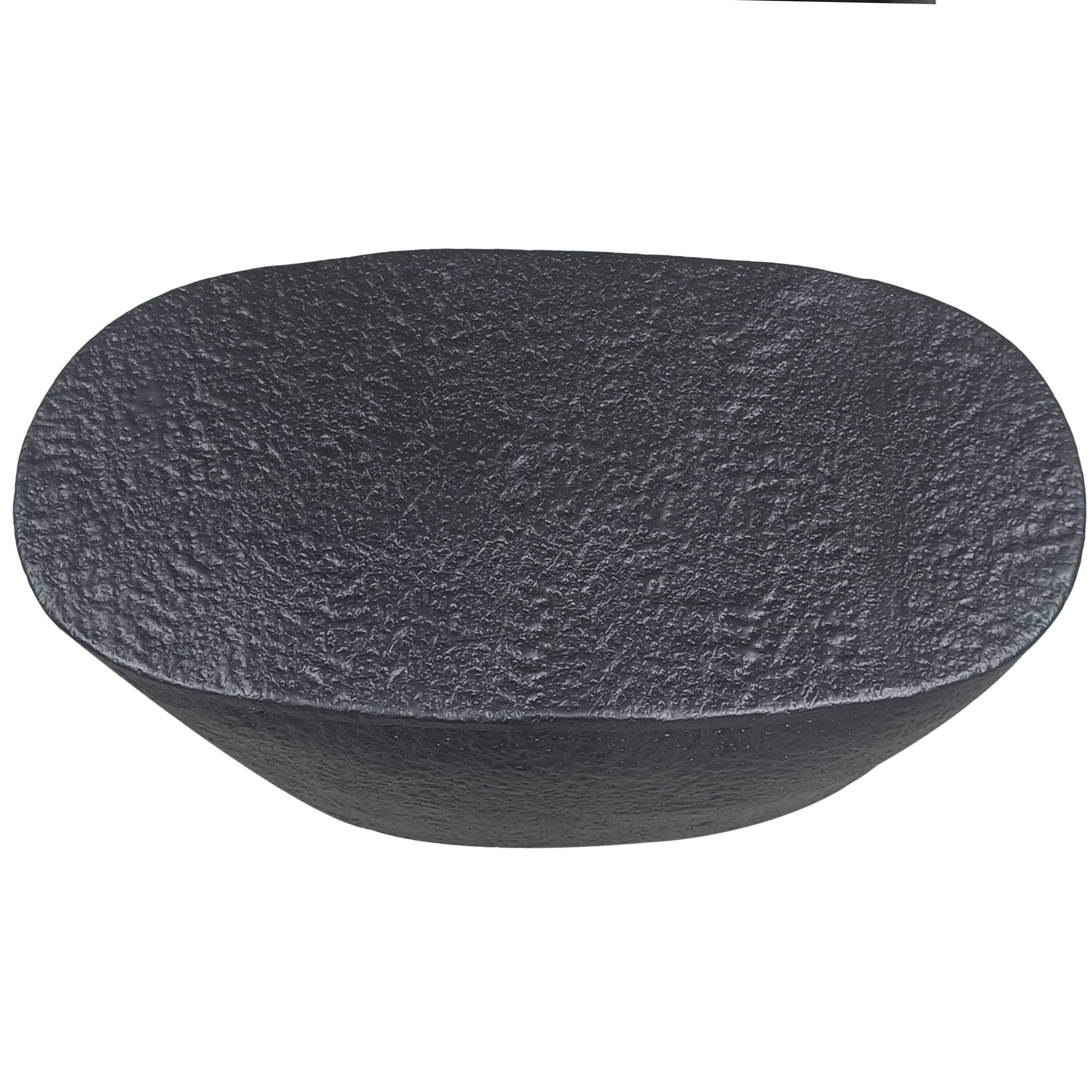 Alt View 2. Manhattan Lane - Josi 36 Inch Coffee Table, Handcrafted Hammered Design, Matte Black Sculptural Aluminum Frame - Black.