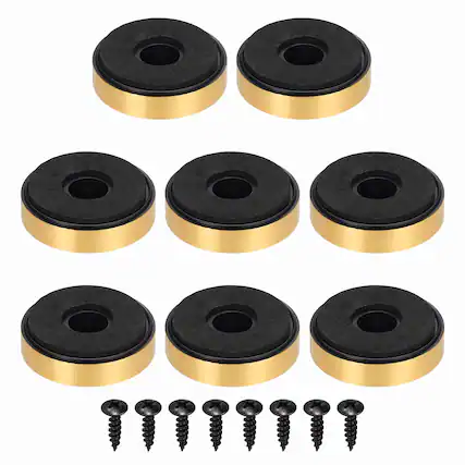 Front. Unique Bargains - 8pcs Speaker Isolation Feet, 40x10mm Plastic Foam Shock Absorption Pad Anti Vibration for Amplifier HiFi - Gold.