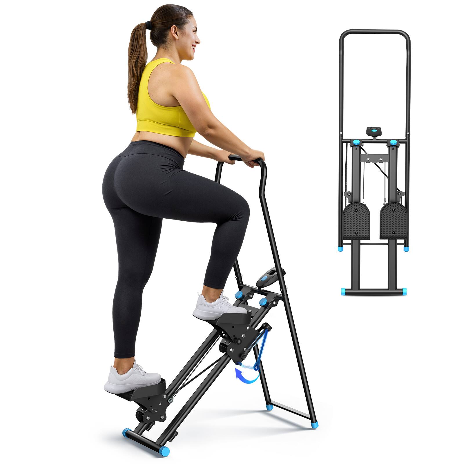 Angle. MERACH - MERACH Vertical Climber Stair Stepper Machine Full Body Workout Home Gym Exercis Adjustable Handlebar & Pedals - Black.
