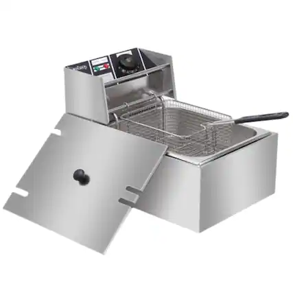 Front. Home Collection - 6L Electric Deep Fryer Stainless Steel 2500W Commercial Home - Silver.